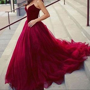 Burgundy- Velvet and Tulle Gown